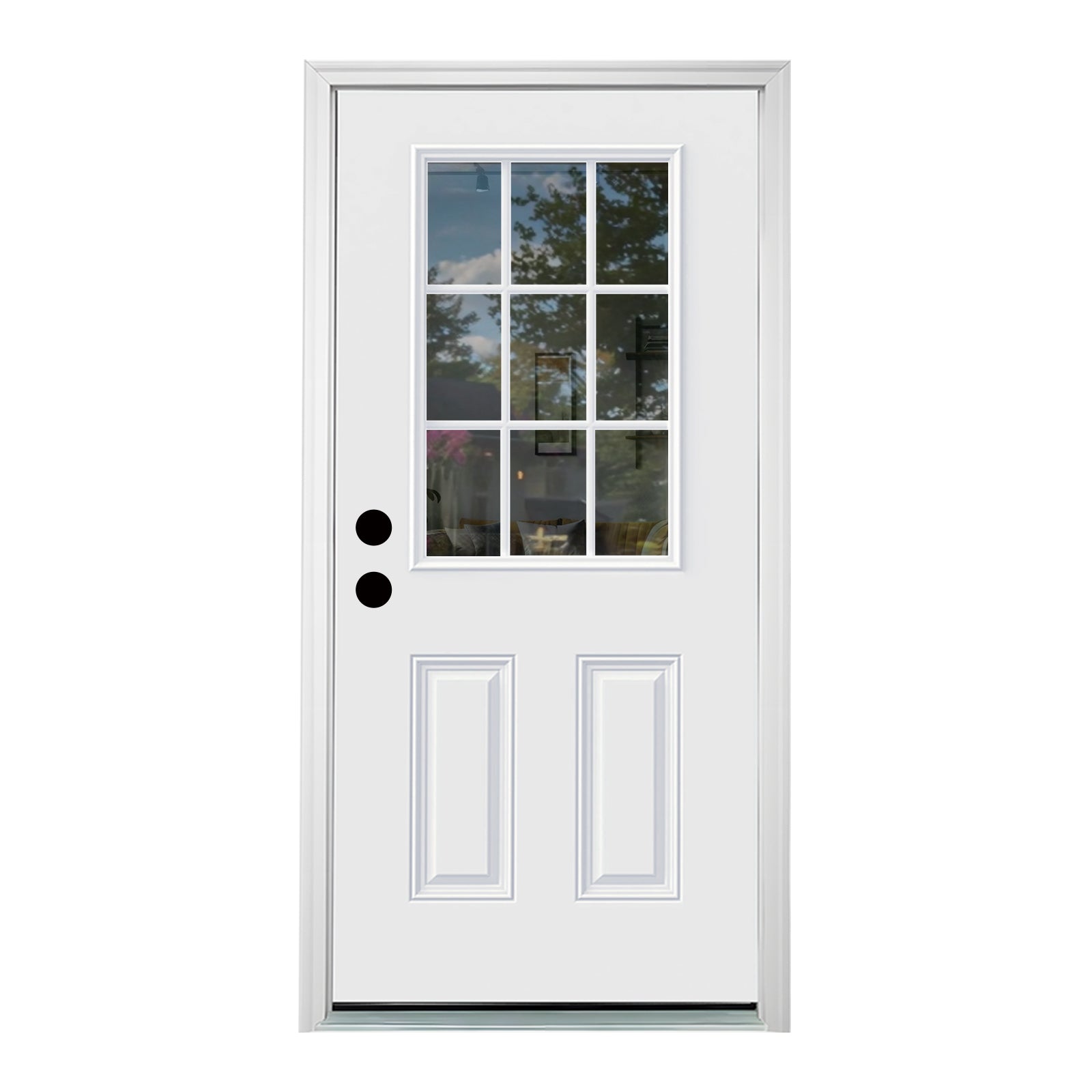 Framewell 36''*80'' Fiberglass Entry Door with Brickmould – Primed Wooden Grain
