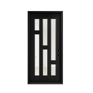 Framewell 36''*80'' Black Smooth Fiberglass Entry Door with Brickmould and Vinyl Frame