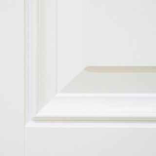 FRAMEWELL white fiberglass entry door panel, showcasing crisp high-definition embossment and smooth brush finish detail.