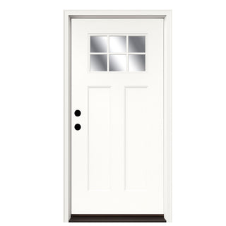 Framewell 36''×80'' Fiberglass Entry Door – Left-Hand Inswing, White Primed, Brickmould