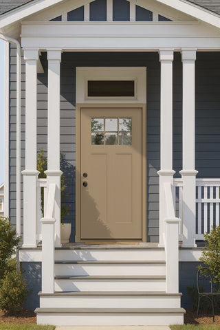 Framewell 36''×80'' Fiberglass Entry Door – Left-Hand Inswing, White Primed, Brickmould