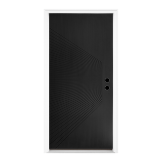 FRAMEWELL 36x80 Antique Brass metallic fiberglass entry door, modern radiating lines, white frame, lockset pre-bored.